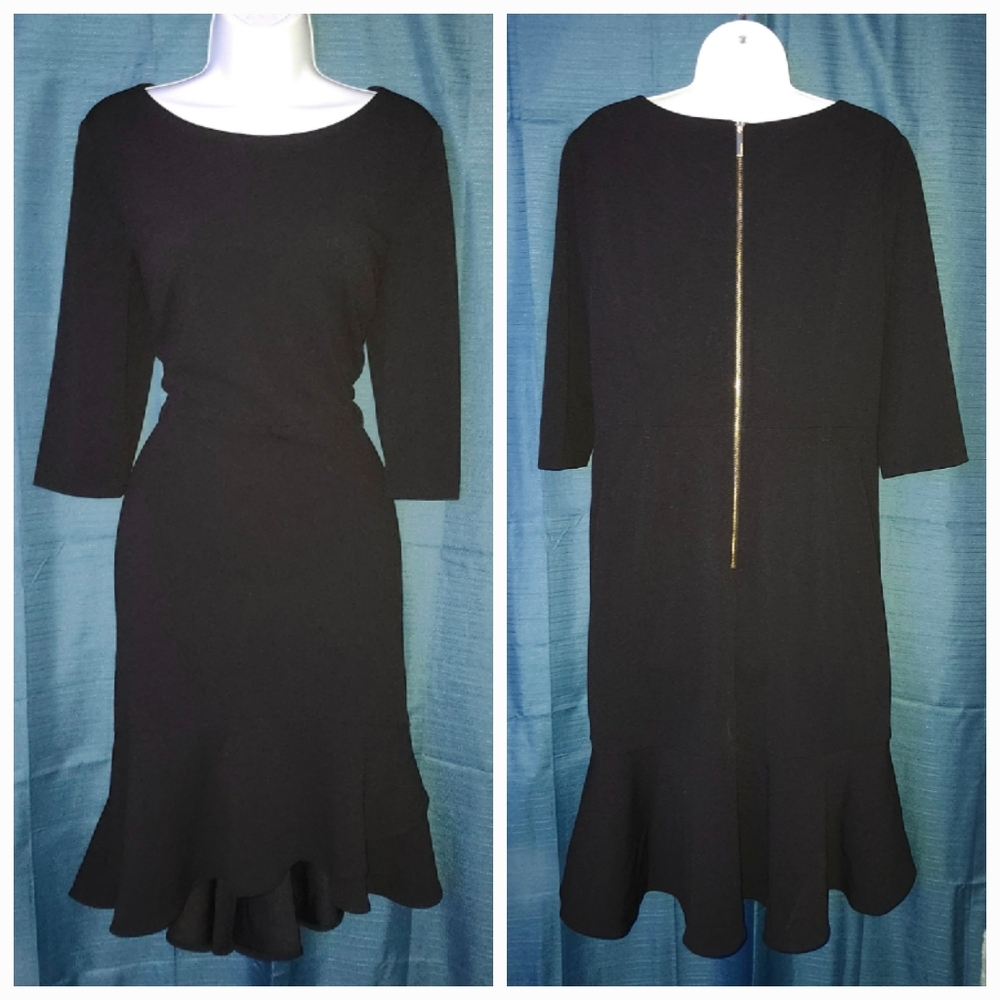 Calvin Klein | Black Dress w/ Ruffled Hem - Picture 3 of 5